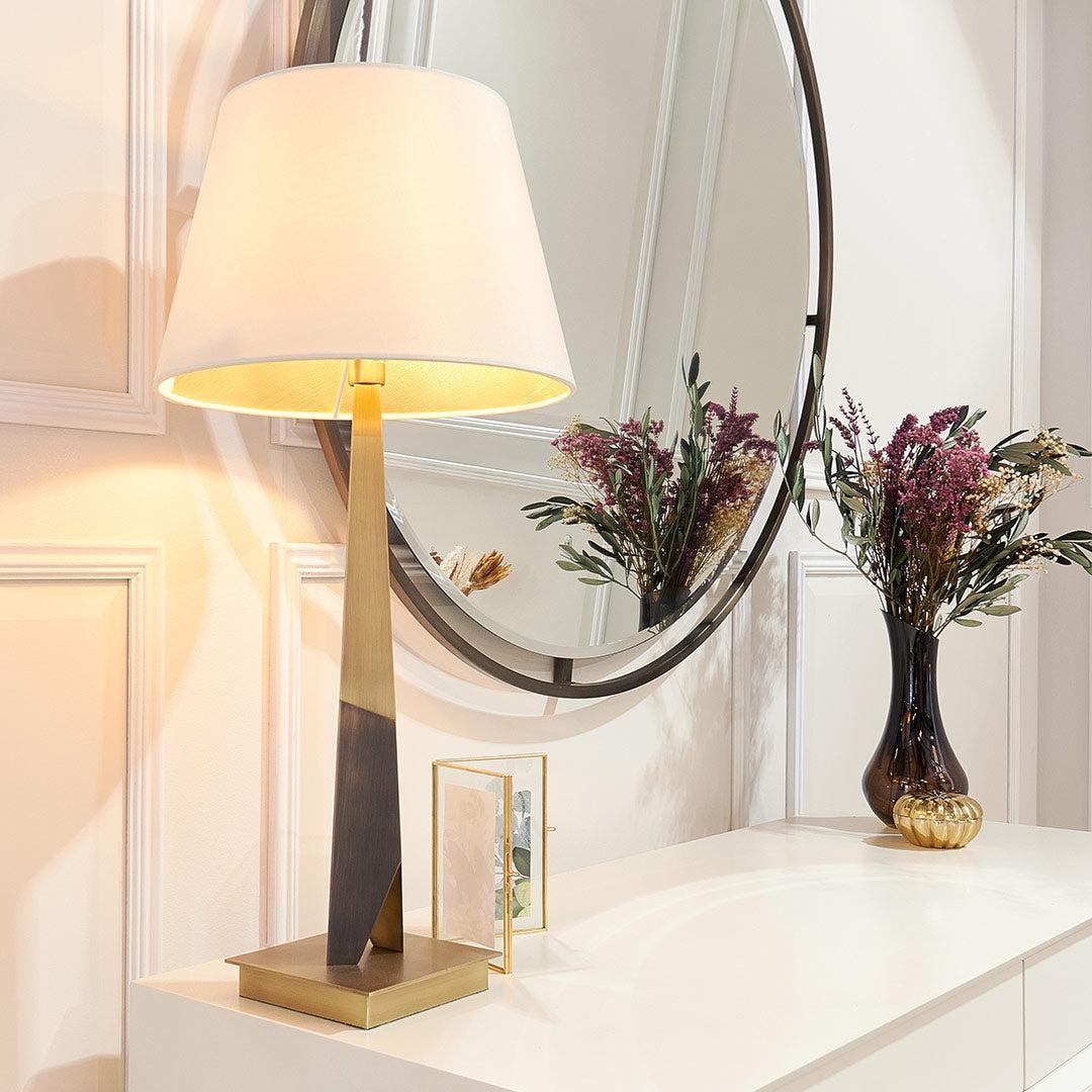 Alaric Table Lamp in brass and cream — front view