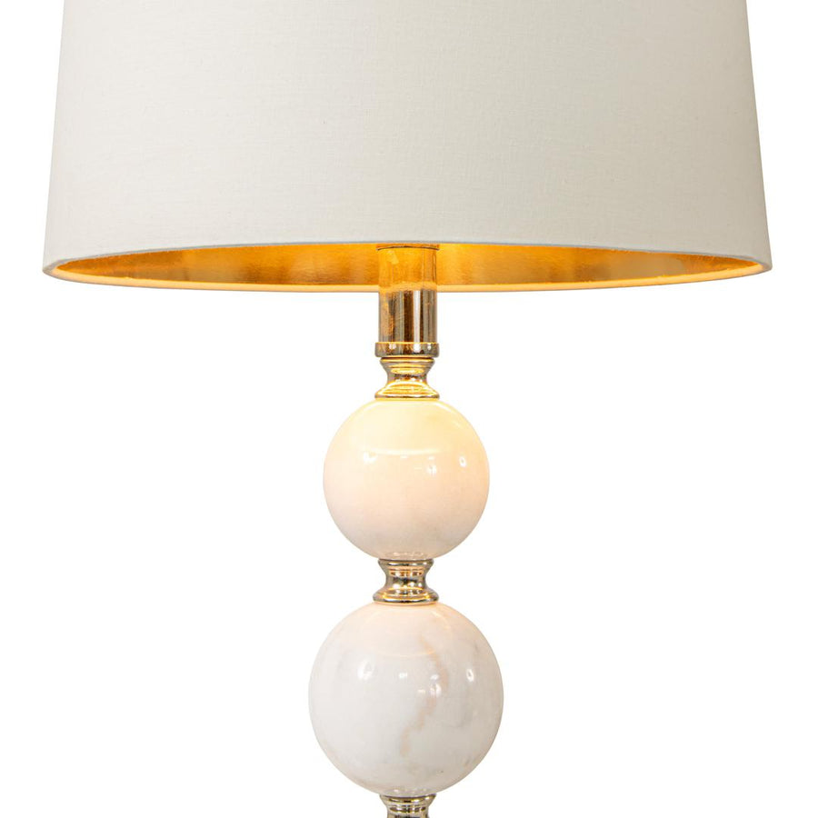 Alberg Table Lamp in brushed nickel and white — detail