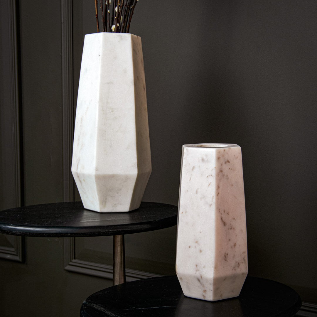 Alora Vase in polished white — alternative angle