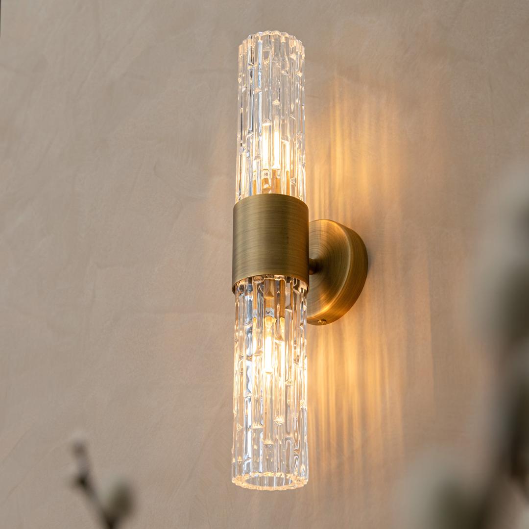 Ansley Long Wall Lamp in brushed brass — alternative angle