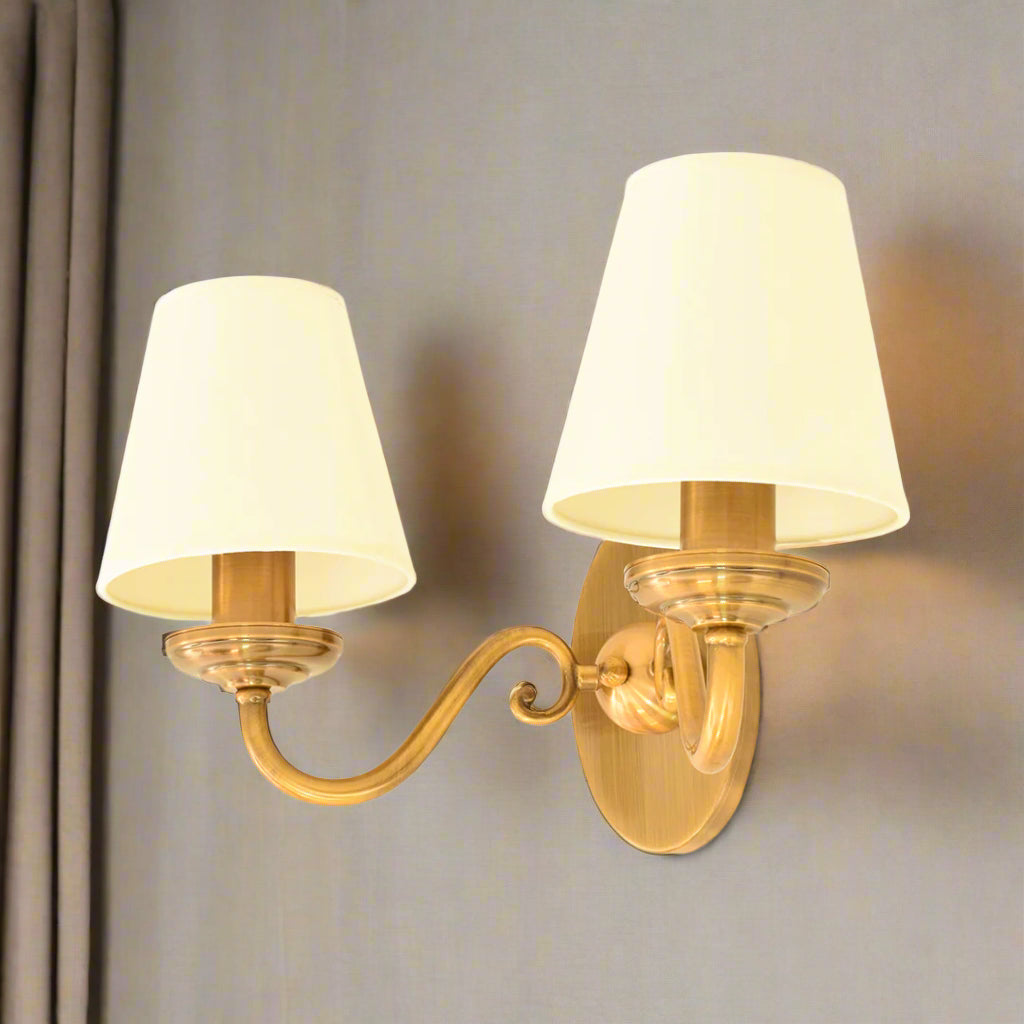 Antique Brass Two Arm Wall Lamp