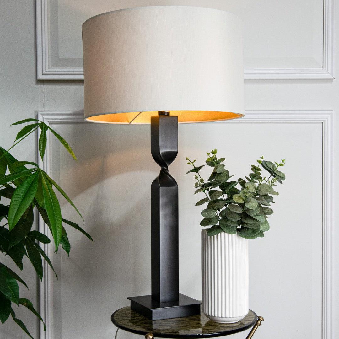 Arlette Table Lamp in brass and cream — front view