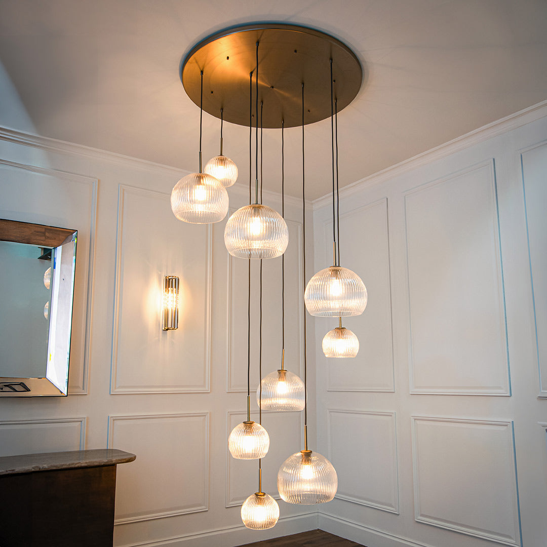 Astley Nine Pendant in Antique Brass