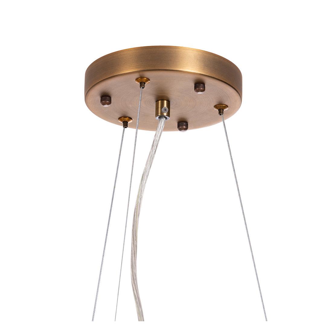 Aston Cylinder Brass Pendant Light in antique brass and clear — alternative angle