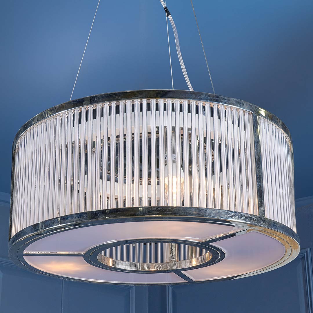 Aston Cylinder Nickel Pendant Light in polished nickel — alternative angle