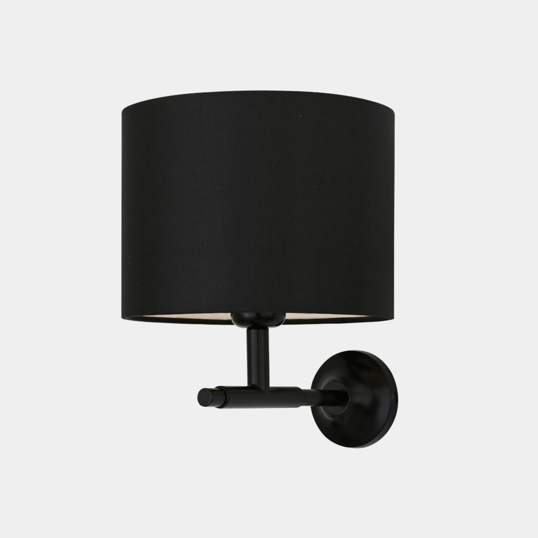 Bangor Black Wall Light With Drum Shade