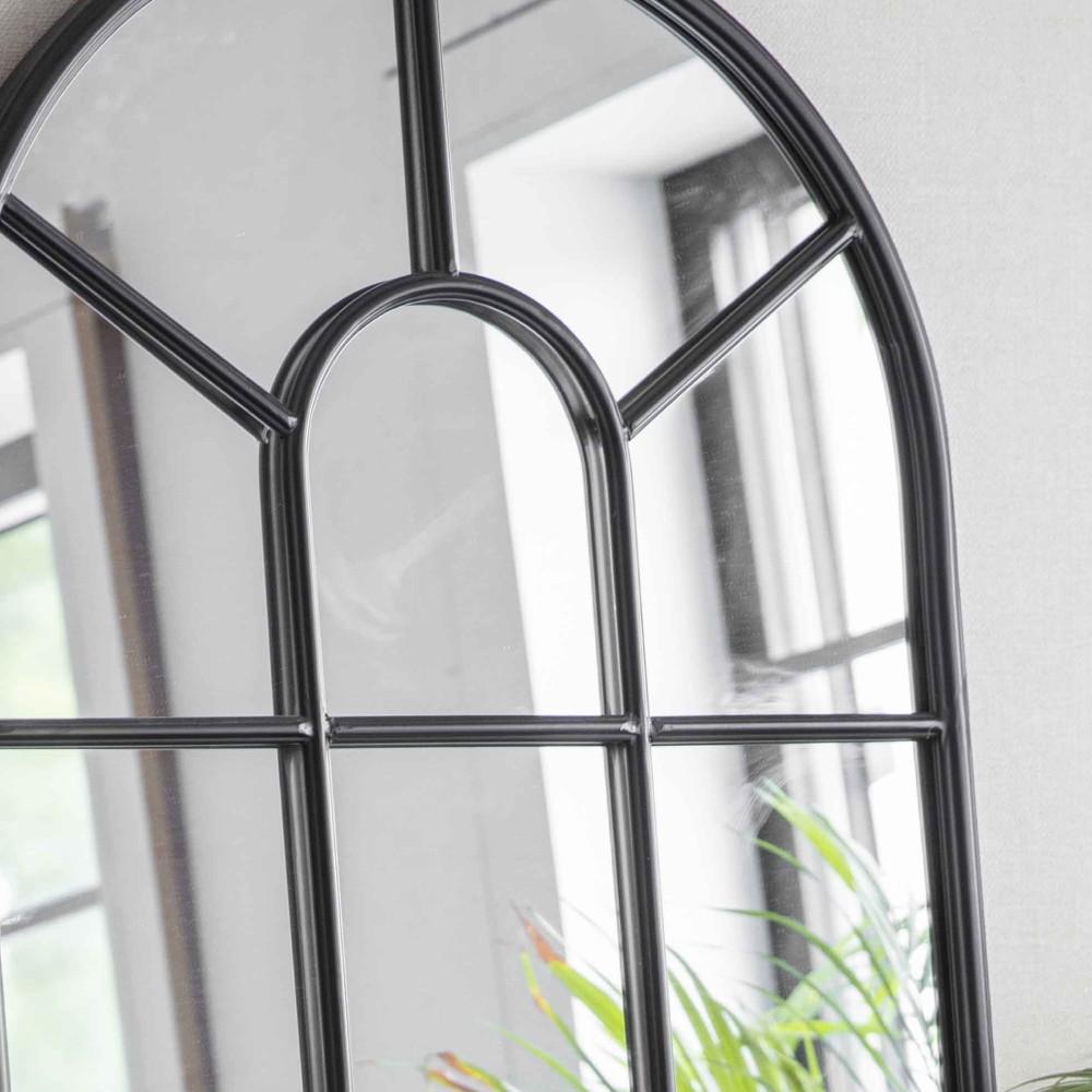 Black Arched Window Pane Mirror