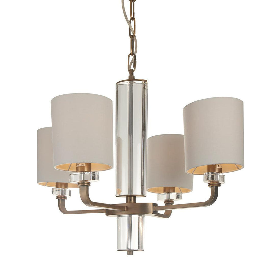 Blea Chandelier in antique brass and opal — front view