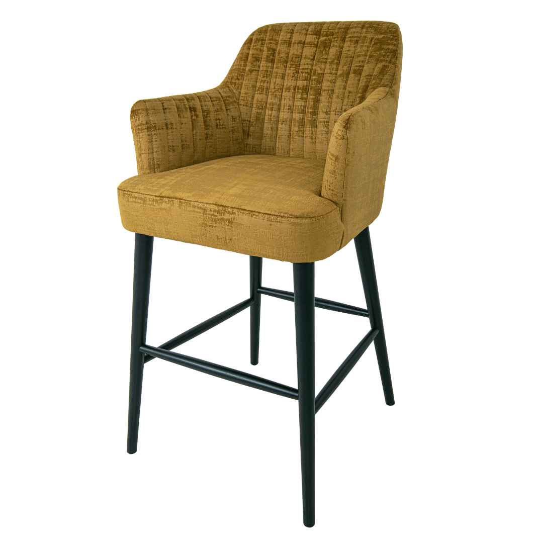 Blisco Bar Stool in painted black and mustard — alternative angle