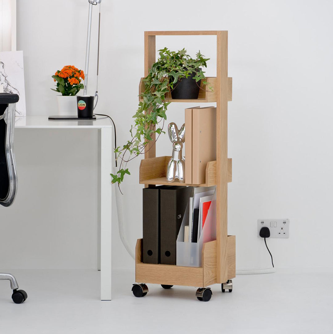 Bookie Roller Shelf - Natural Oak