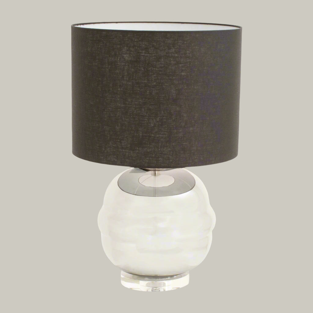 Bria Table Lamp in polished smoke and gunmetal — front view
