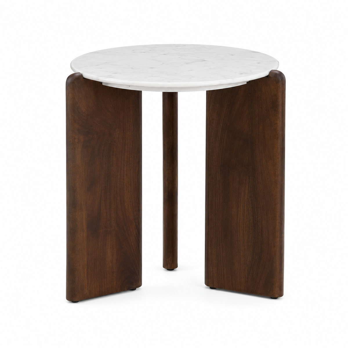 Brosna Brown Side Table in matt brown and white — front view