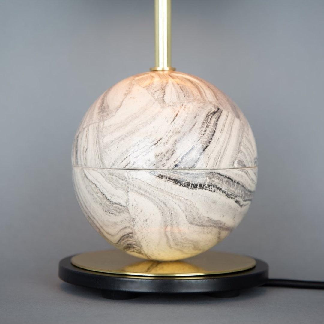 Byrd Marbled Ceramic Table Lamp - Black Fabric Shade - Mullan Lighting
