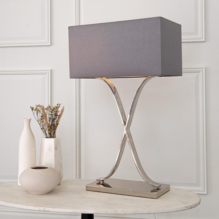 Byton Tall Table Lamp in polished nickel — front view