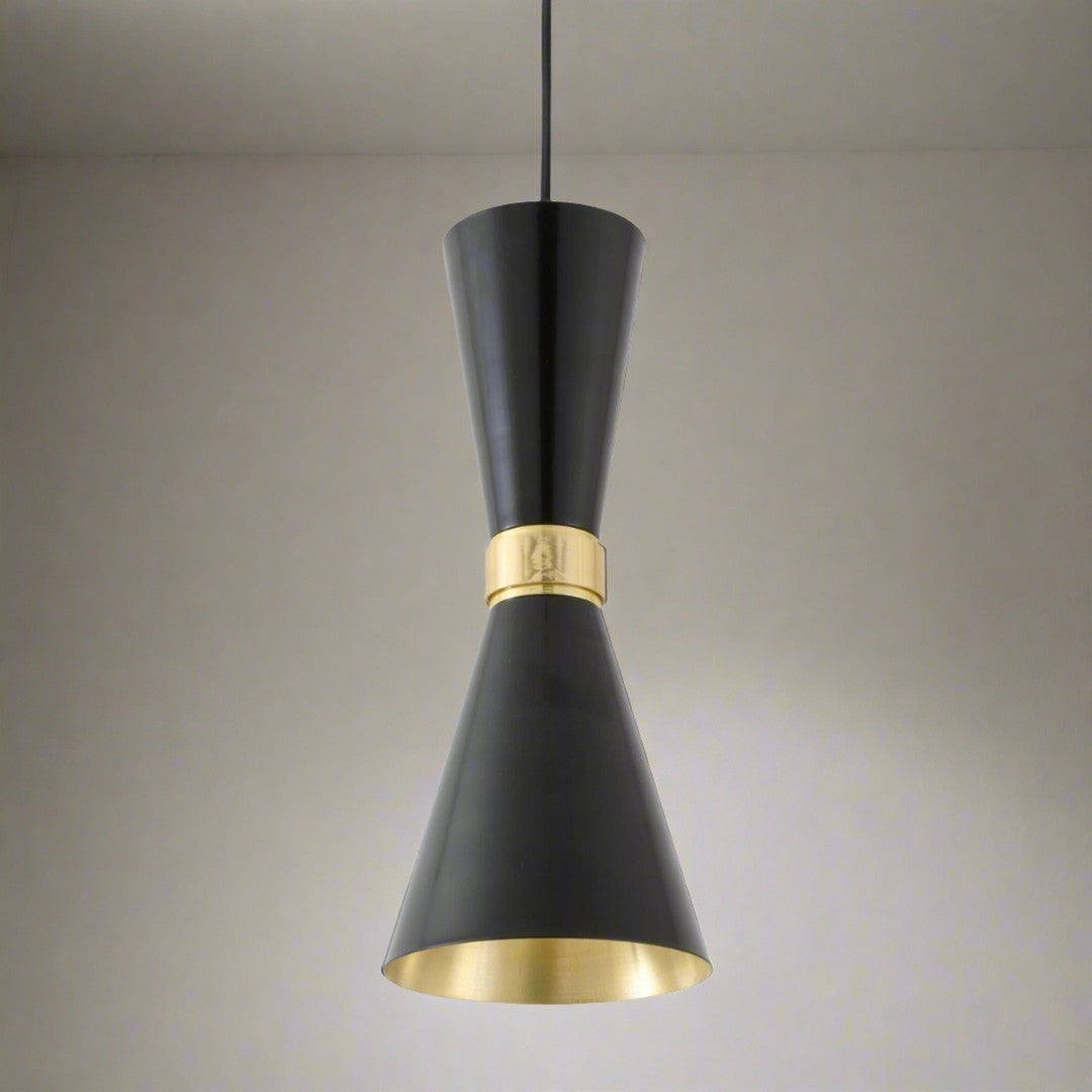 Cairo Contemporary Pendant Light - Black & Brass