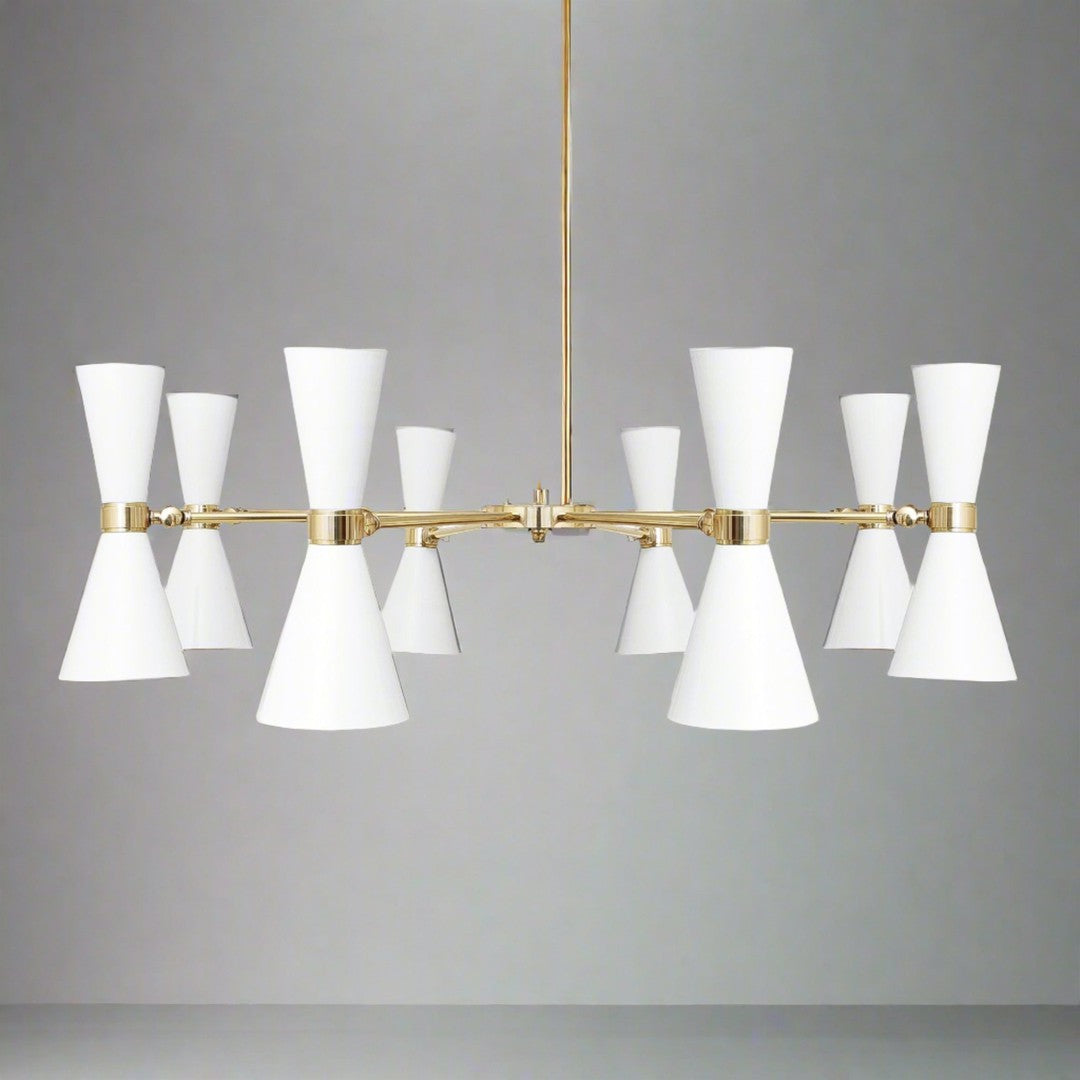 Cairo Eight Arm Contemporary Chandelier - White - Mullan Lighting