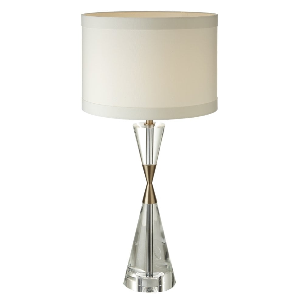 Cale Table Lamp in antique brass and taupe — front view
