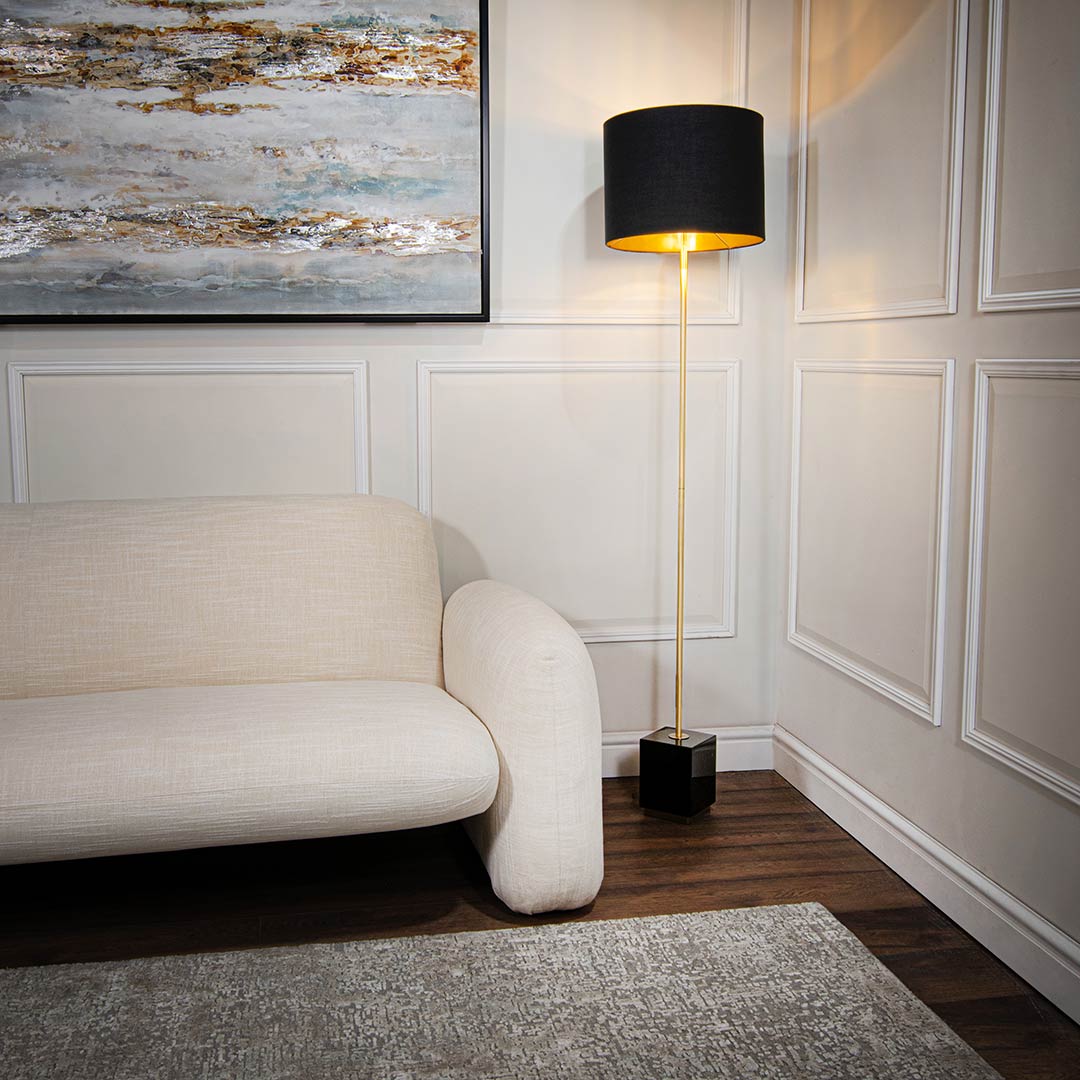 Carmel Floor Lamp in antique brass — front view