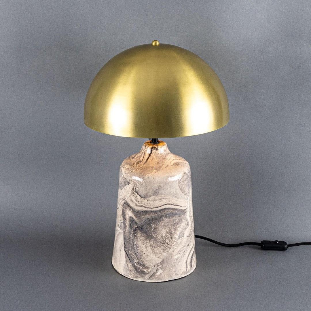 Cassia Ceramic Marbled Table Lamp with Brass Shade