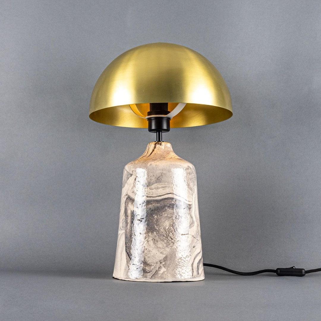 Cassia Ceramic Marbled Table Lamp with Brass Shade