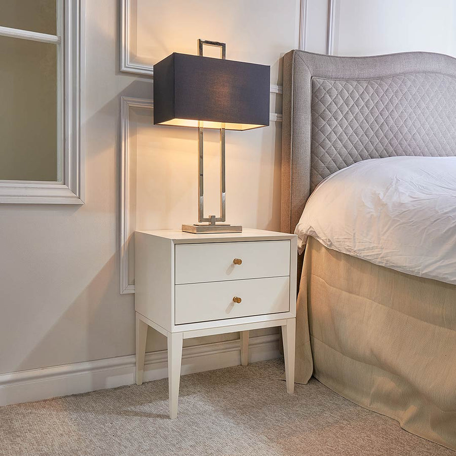 Celaine Bedside Table in painted white — detail
