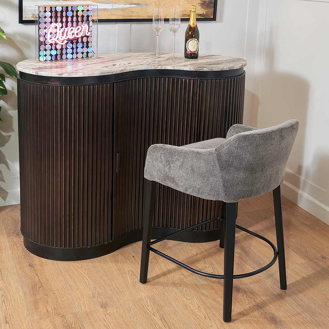 Cerro Bar Stool in painted black and mouse — alternative angle