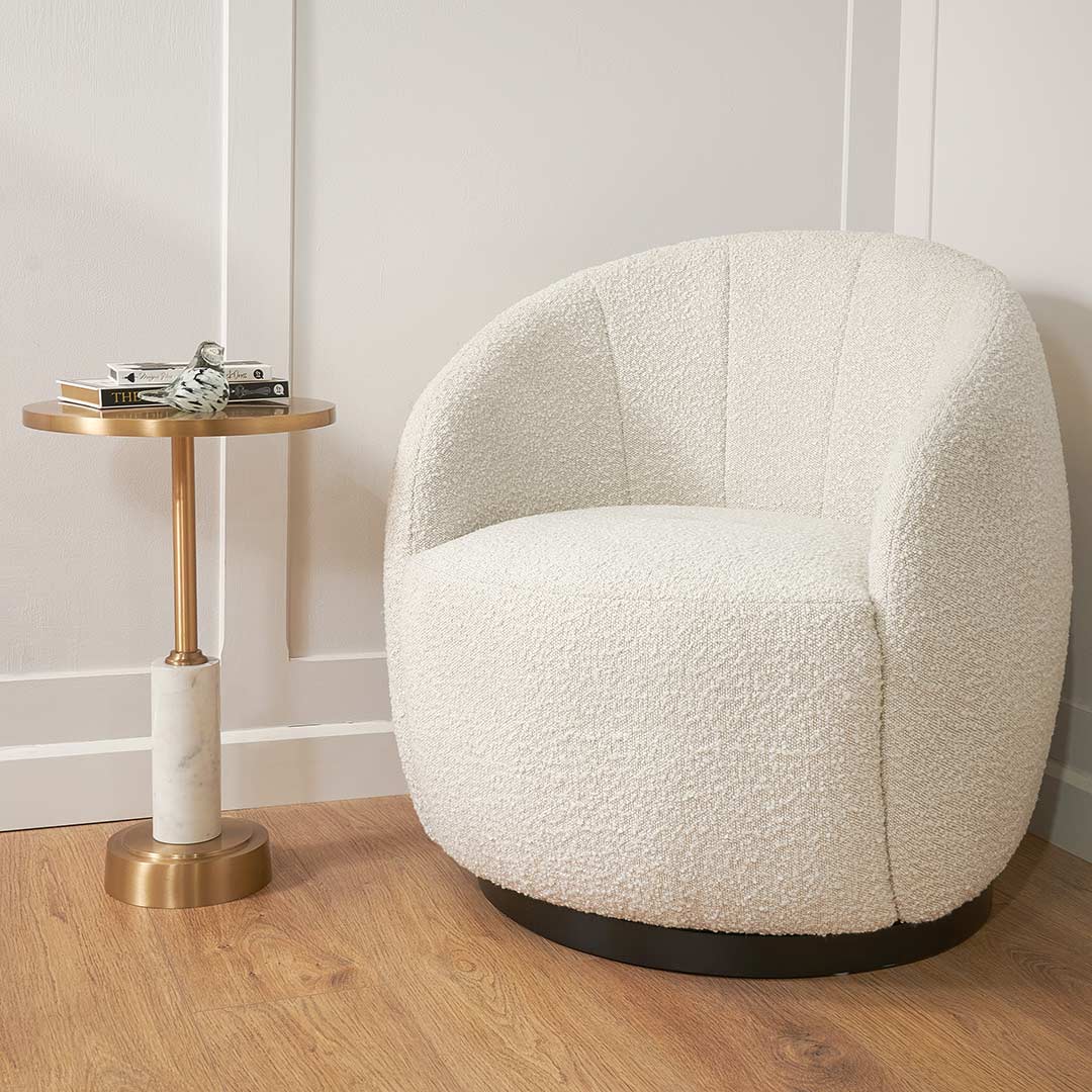 Chalain Natural Finish Swivel Chair in painted black and ginger — alternative angle