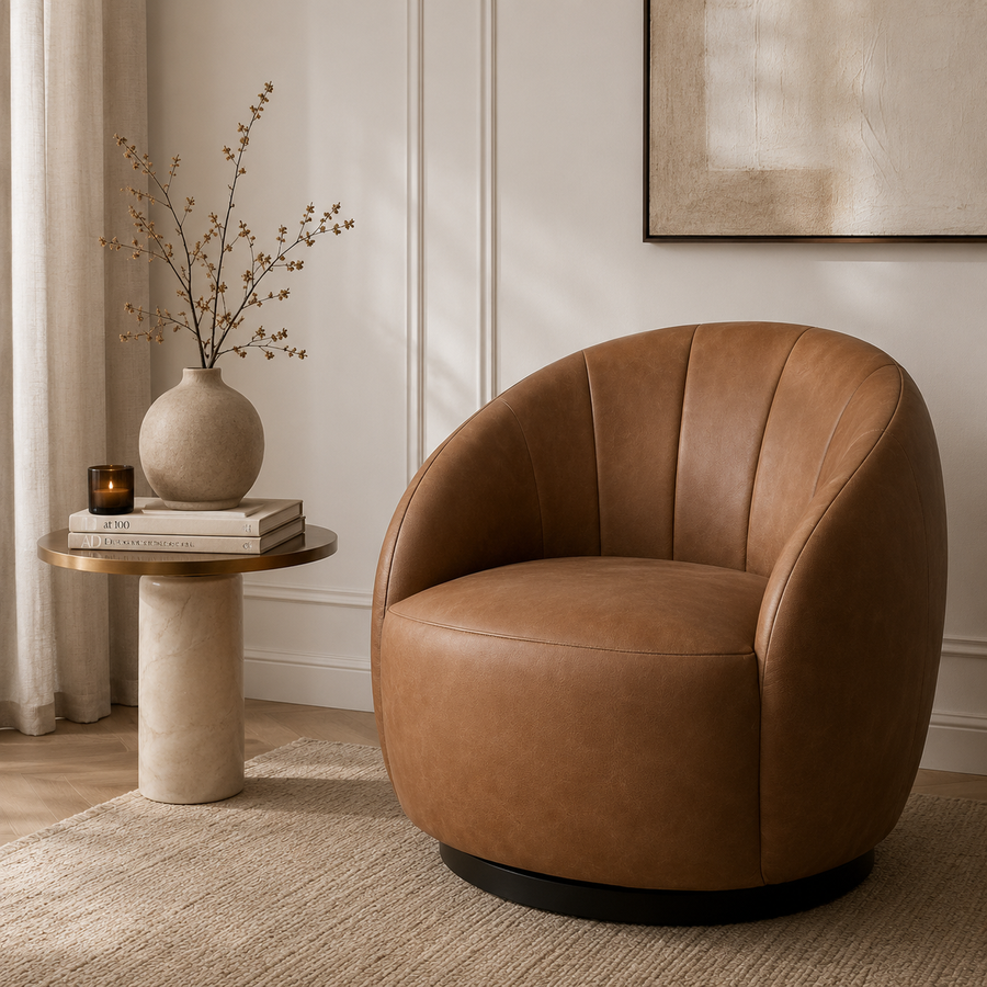 Chalain Caramel Finish Swivel Chair - RV Astley