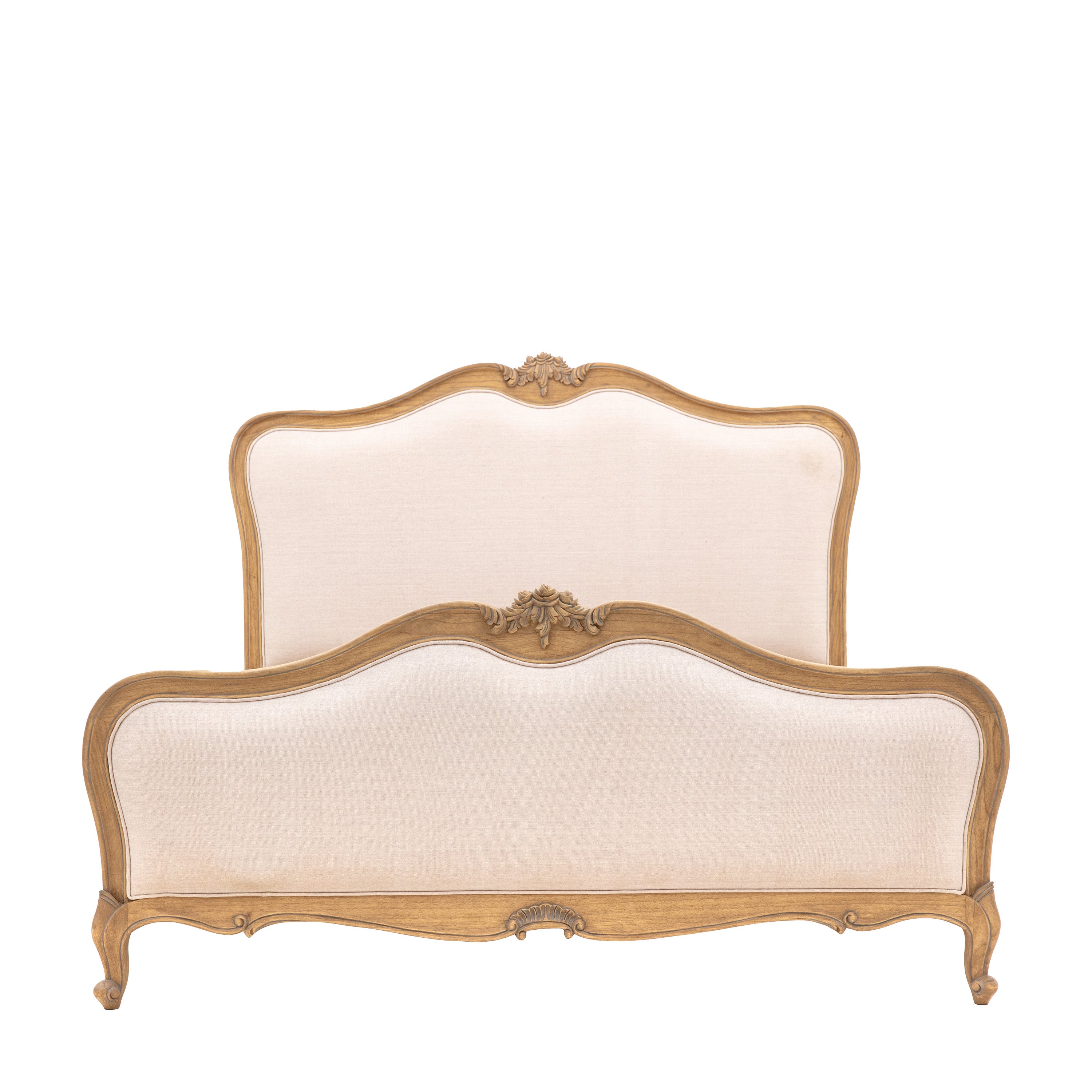 Chic King Linen Upholstered Bed Weathered