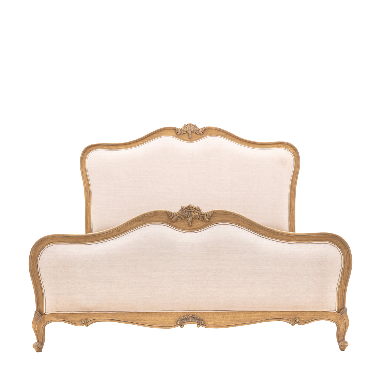 Chic Super King Linen Upholstered Bed Weathered