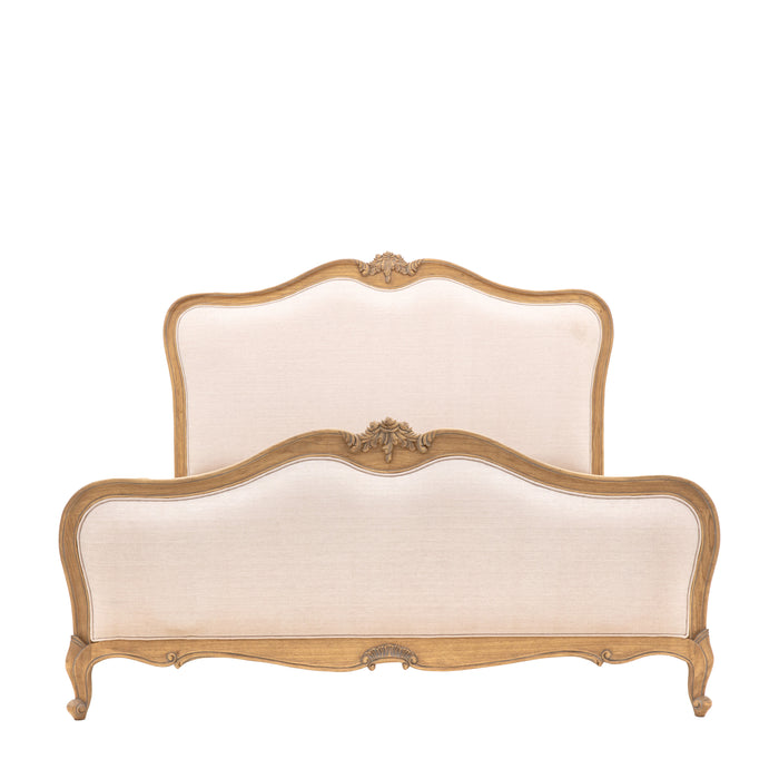 Chic Super King Linen Upholstered Bed Weathered