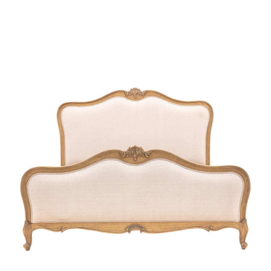 Chic Super King Linen Upholstered Bed Weathered