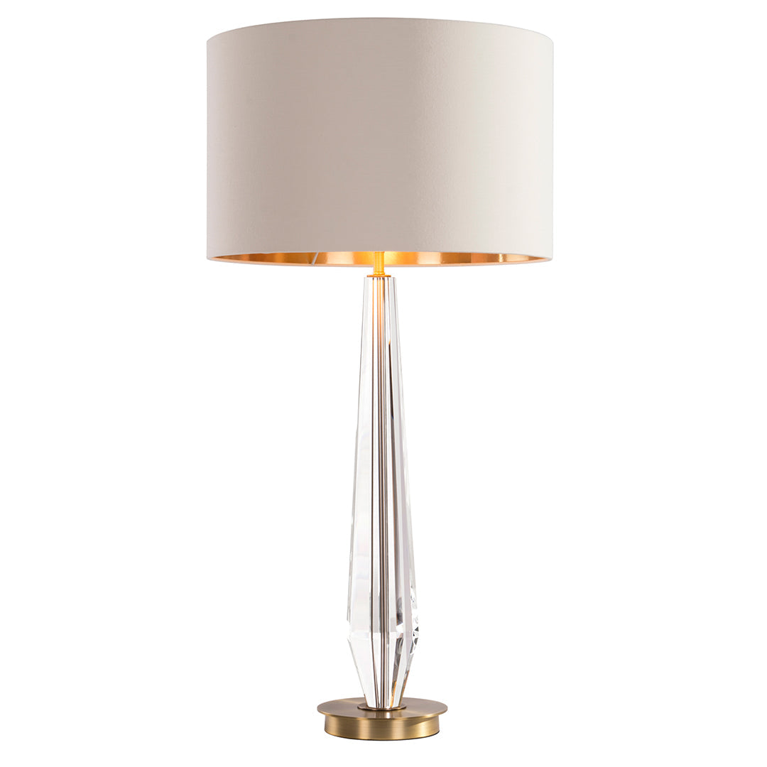 Clairvaux Table Lamp in antique brass and opal — front view