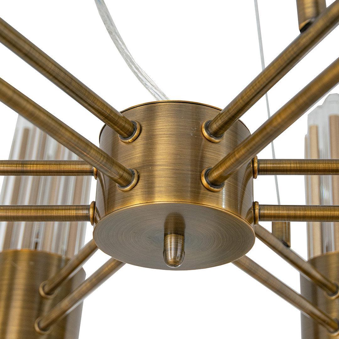 Colmar 6 Arm Chandelier in brass and clear — alternative angle