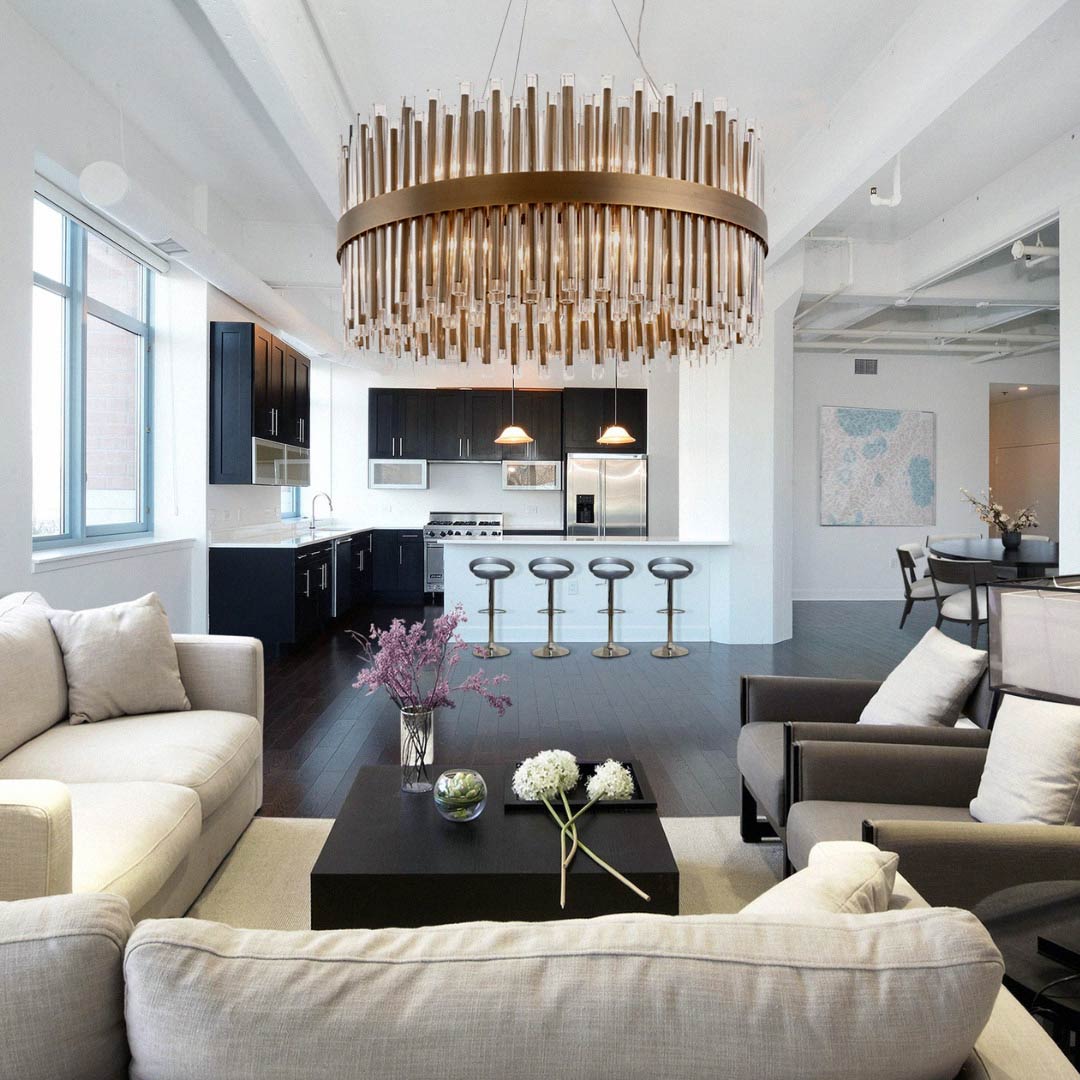 Colmar 80cm Chandelier - Antique Brass in brass and clear — alternative angle