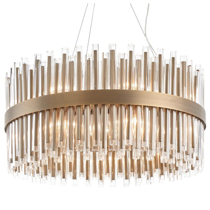 Colmar 80cm Chandelier - Antique Brass in brass and clear — front view