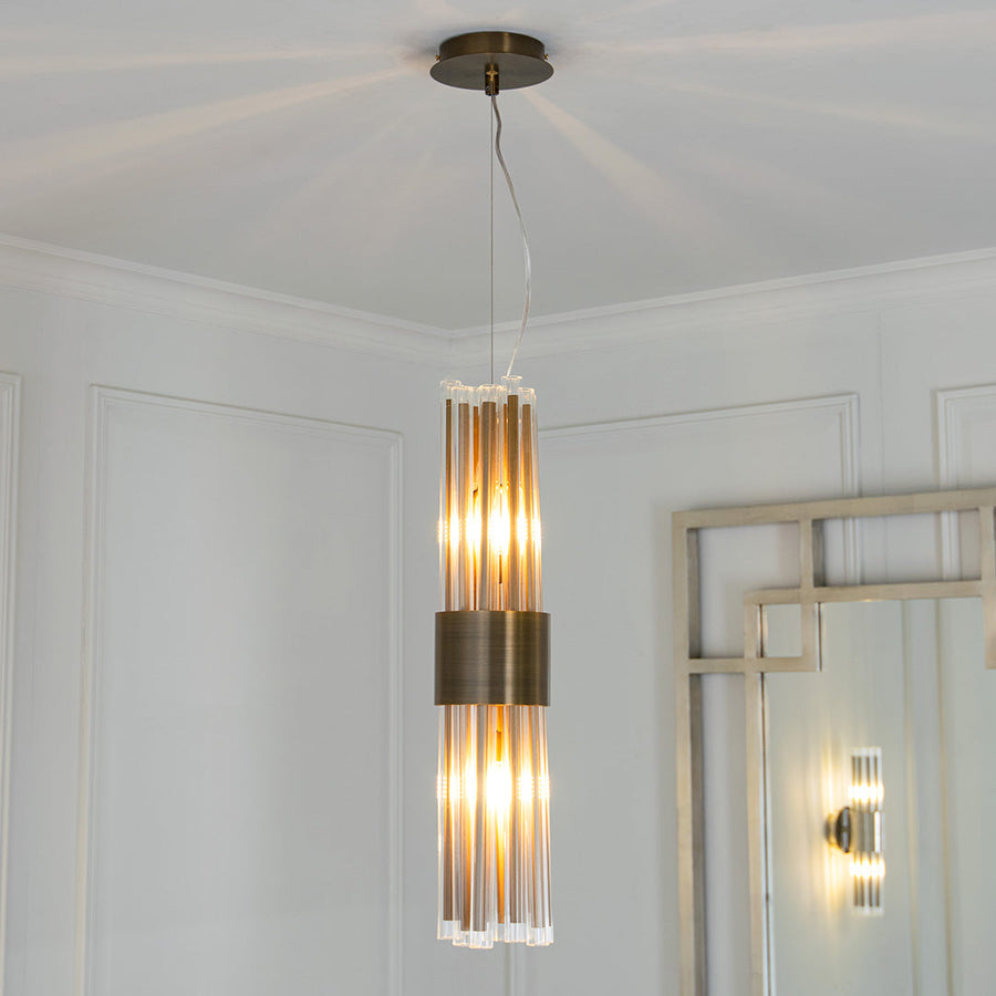 Colmar Pendant Light - Antique Brass in brass and clear — detail