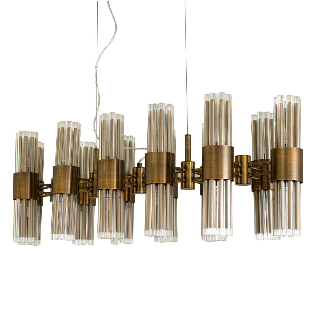 Colmar Over Dining Table Chandelier in antique brass — alternative angle