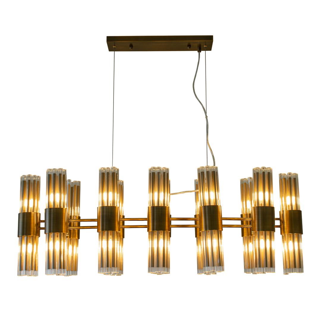 Colmar Over Dining Table Chandelier in antique brass — front view