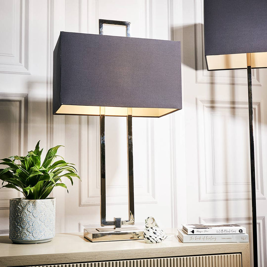 Danby Table Lamp - Nickel in polished nickel and gunmetal — detail