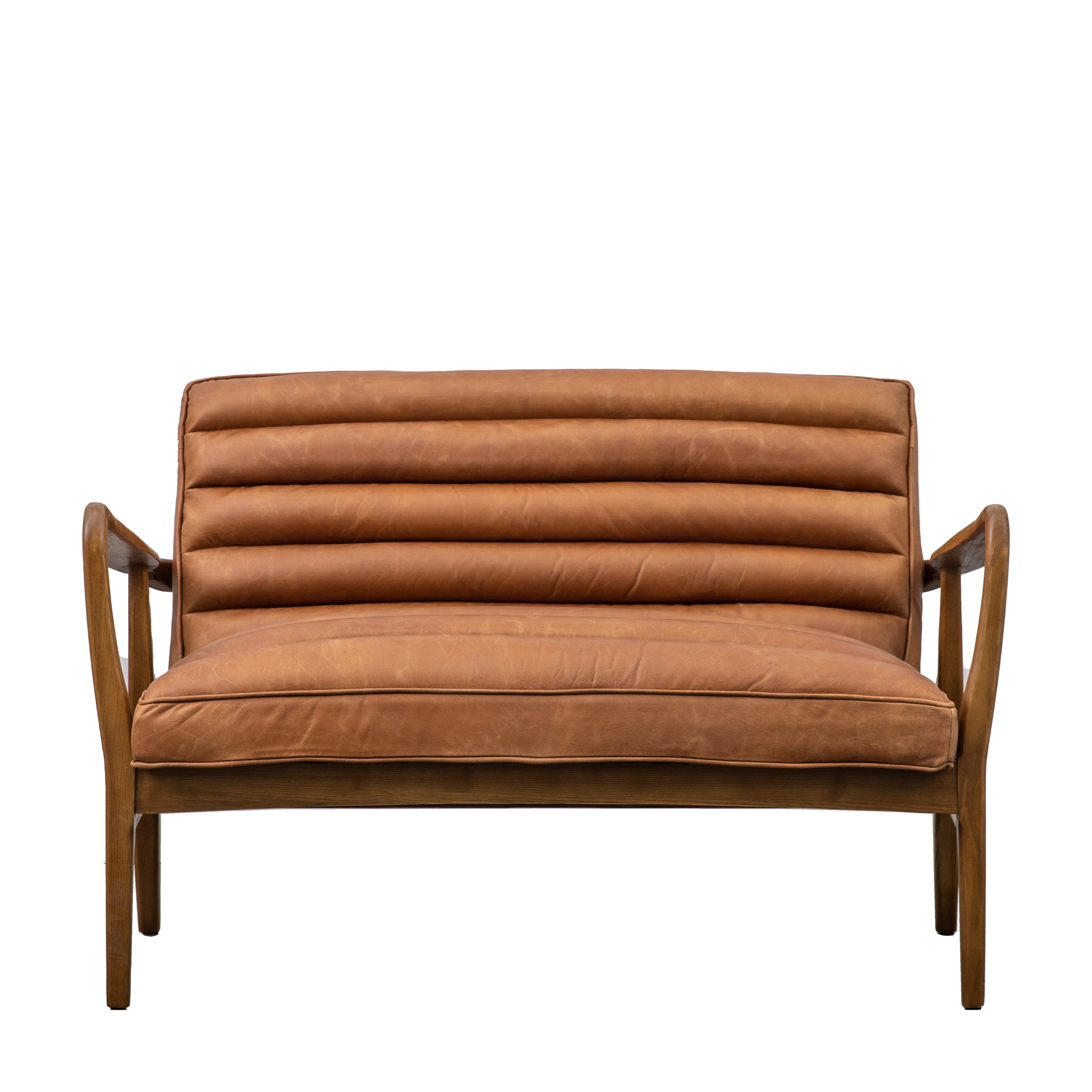 Datsun 2 Seater Sofa Vintage Brown Leather