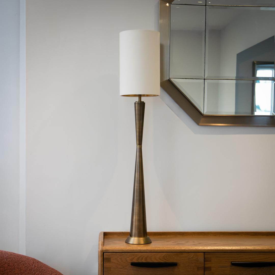 Eagan Table Lamp in antique brass and opal — front view