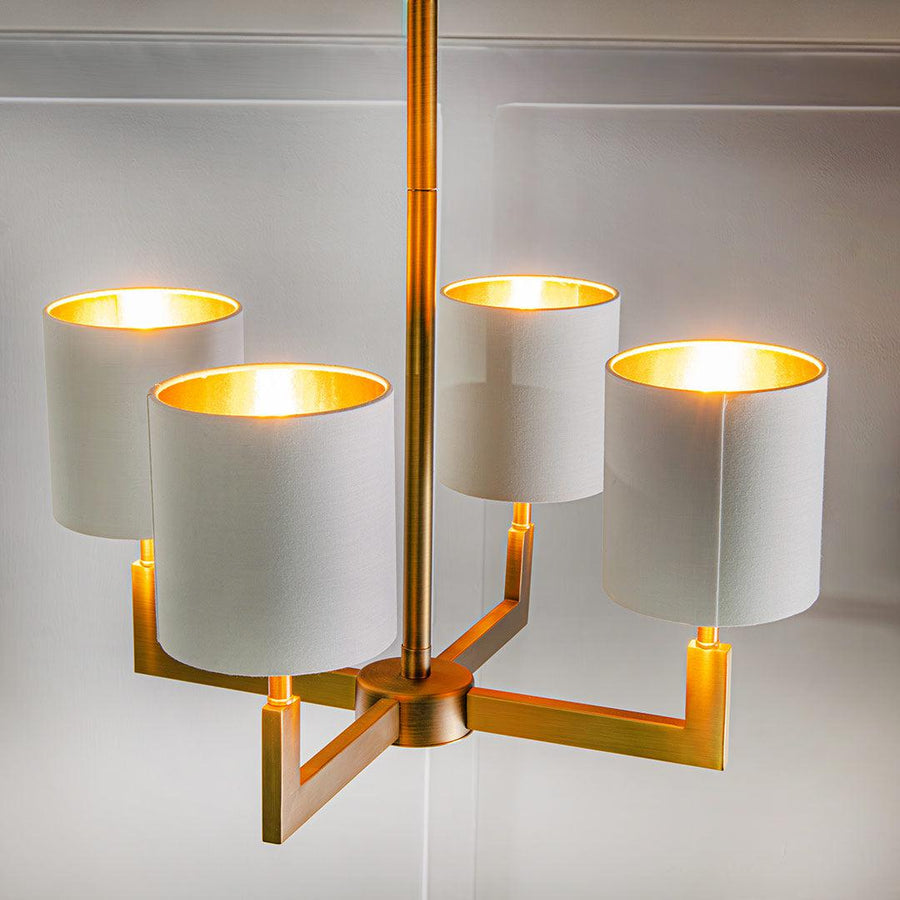 Ealga 4 Arm Chandelier in antique brass and opal — detail