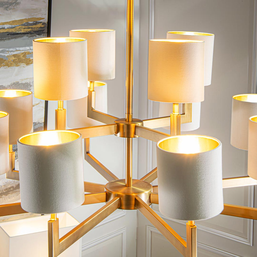 Ealga 4+8 Arm Chandelier in antique brass and opal — detail