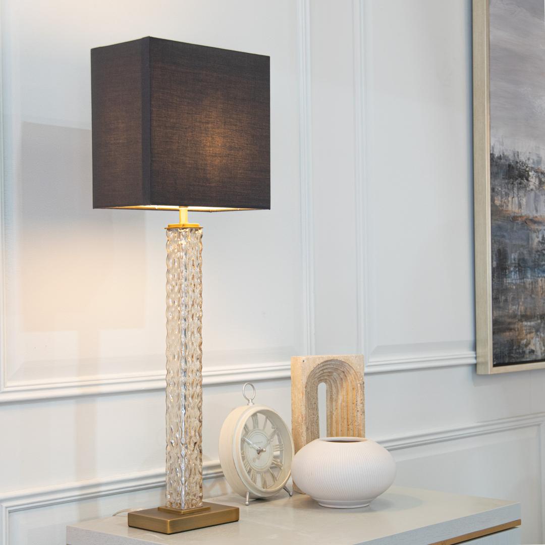Eilena Table Lamp in antique brass and charcoal — front view