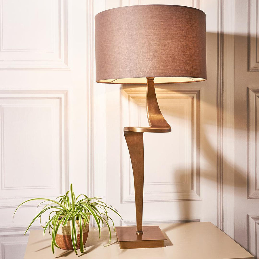 Enzo Table Lamp - Antique Brass in antique brass and brown — detail