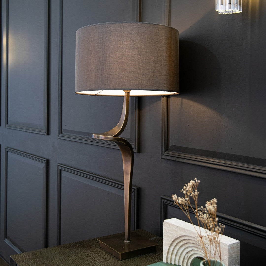 Enzo Table Lamp - Antique Brass in antique brass and brown — alternative angle