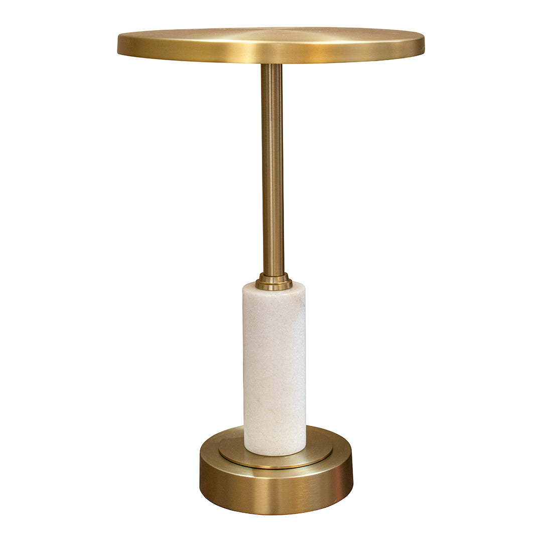Erdre Side Table - RV Astley in polished white and gold — front view