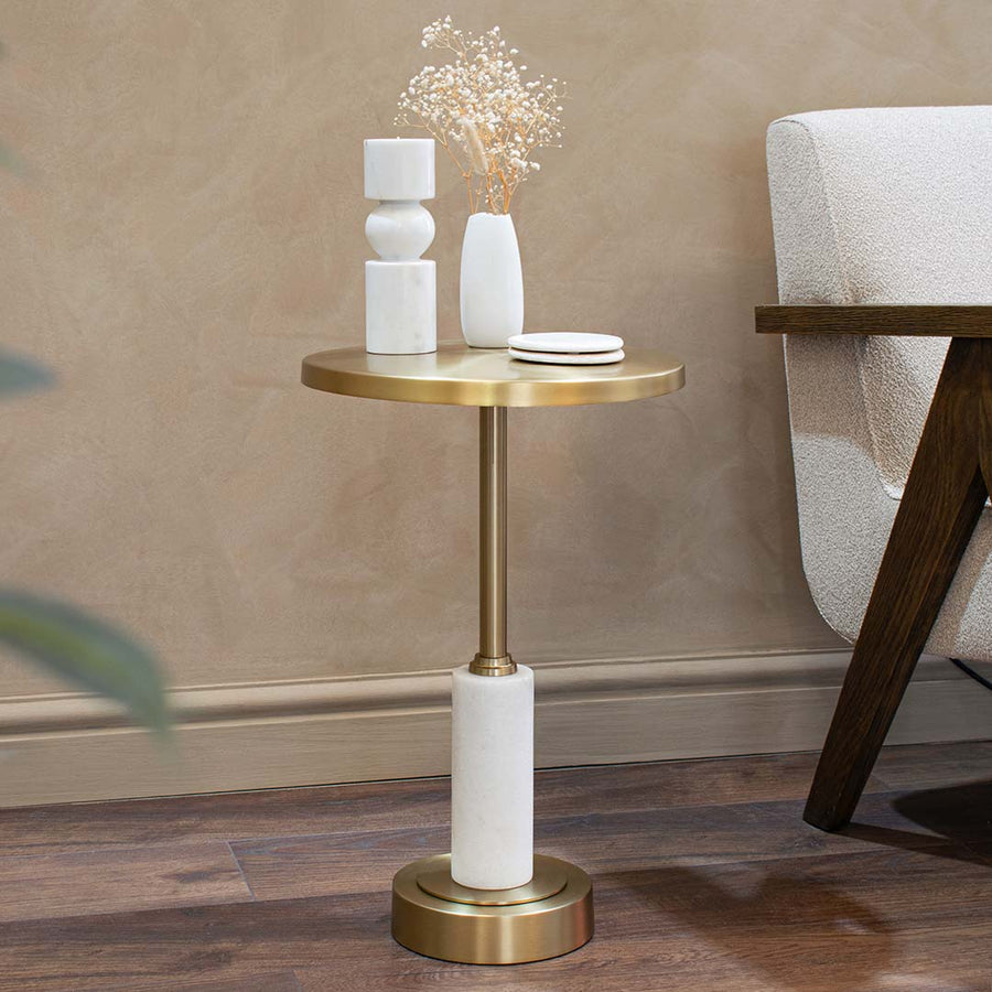 Erdre Side Table - RV Astley in polished white and gold — detail