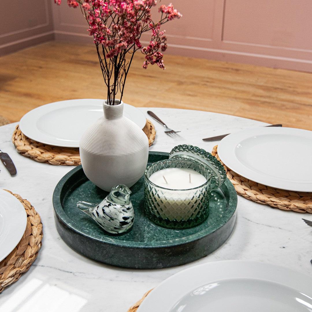 Everly Marble Tray in polished green — alternative angle